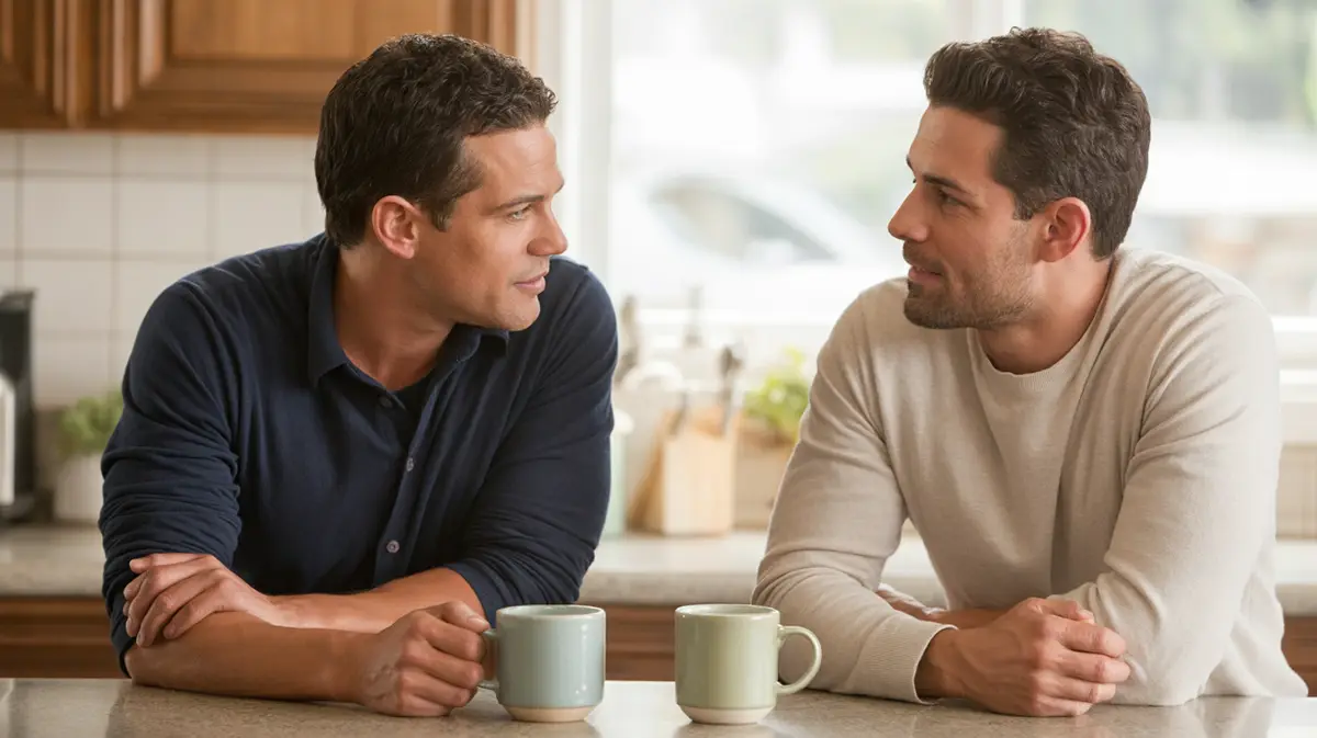 Couple talking over coffee about family plans