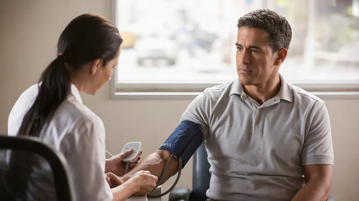 Man having his blood pressure checked in a clinic