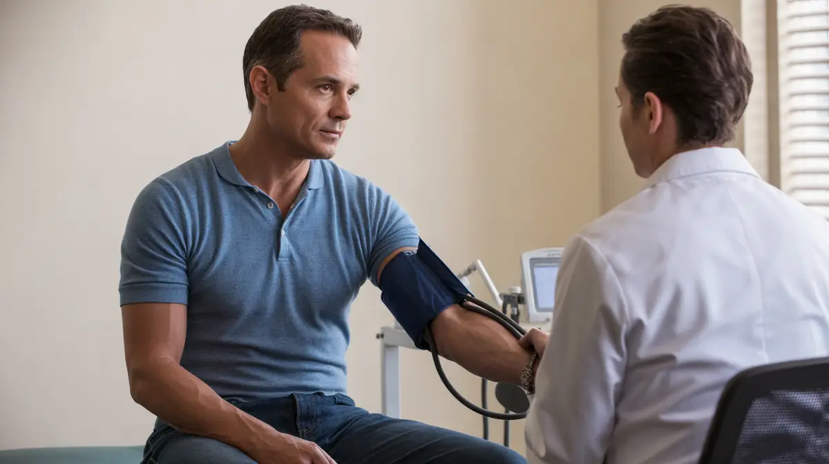 Man having his blood pressure checked in a clinic room