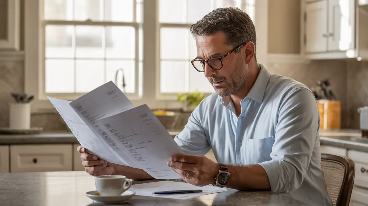 Man reviewing a lab report at his kitchen table