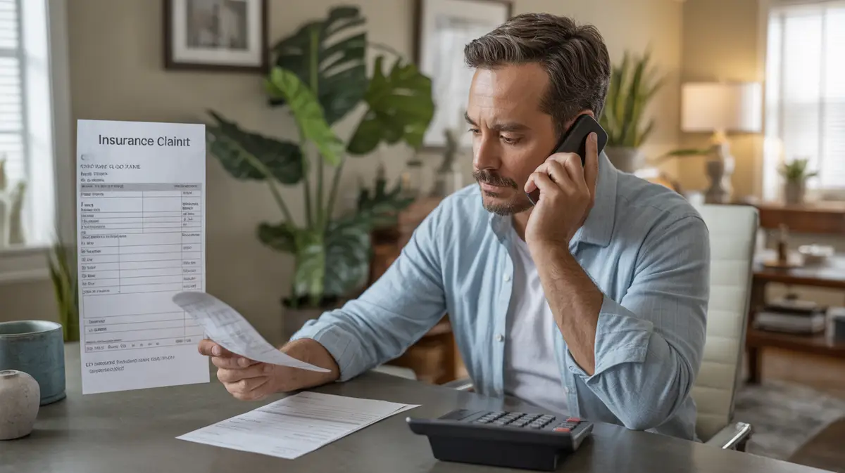 Man filling in an insurance claim form at home