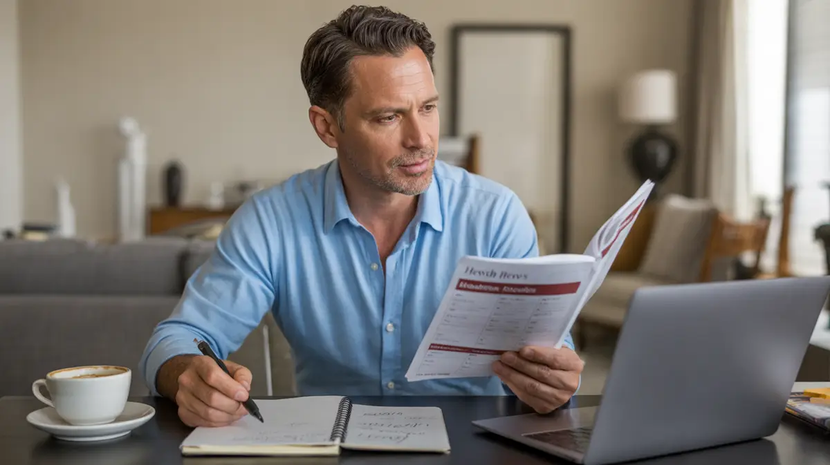 Man researching a new weight-loss drug at his desk