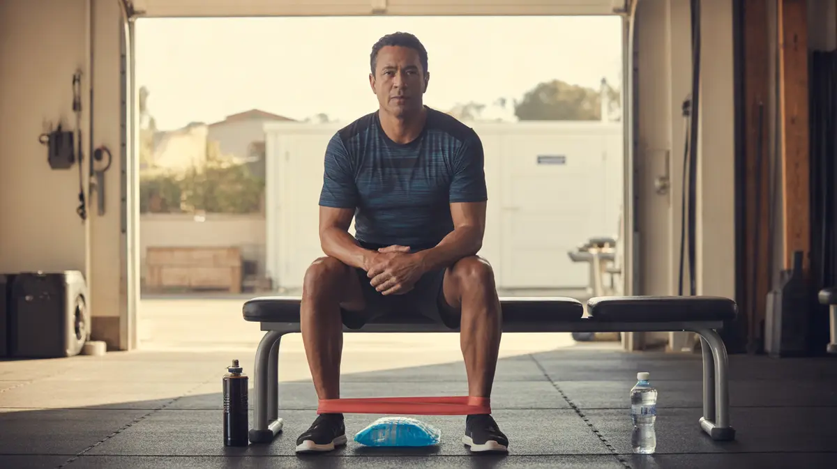 Man doing light rehab work with a resistance band