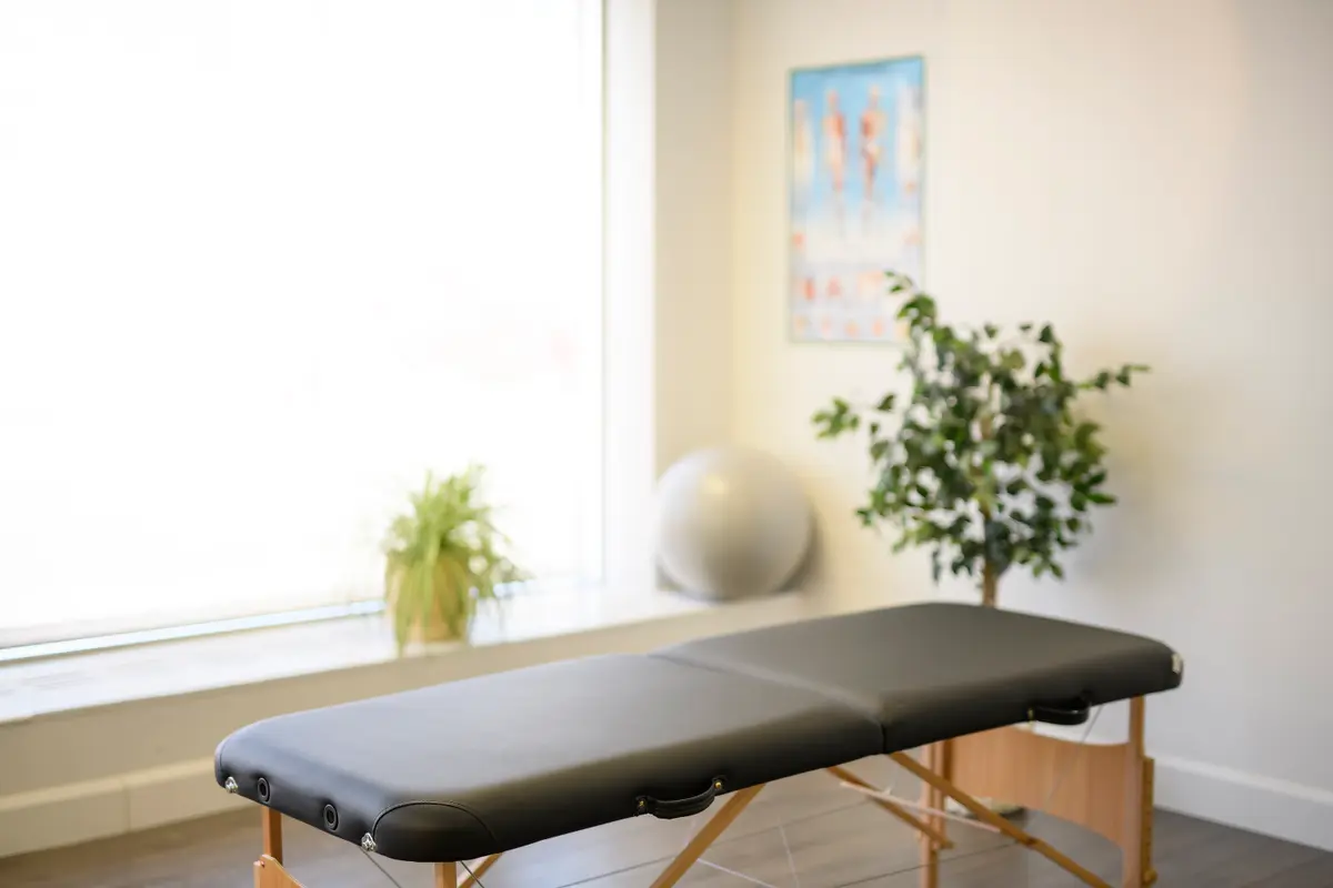 Clean exam room with a treatment table