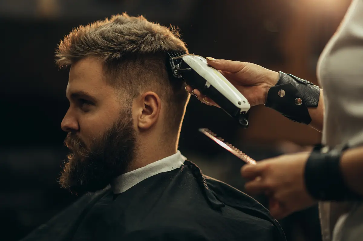Man getting a haircut at a barbershop