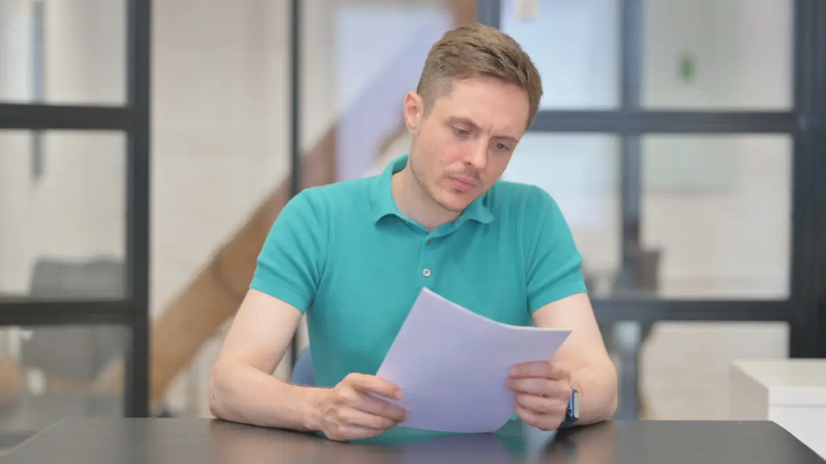 Man reading his test results
