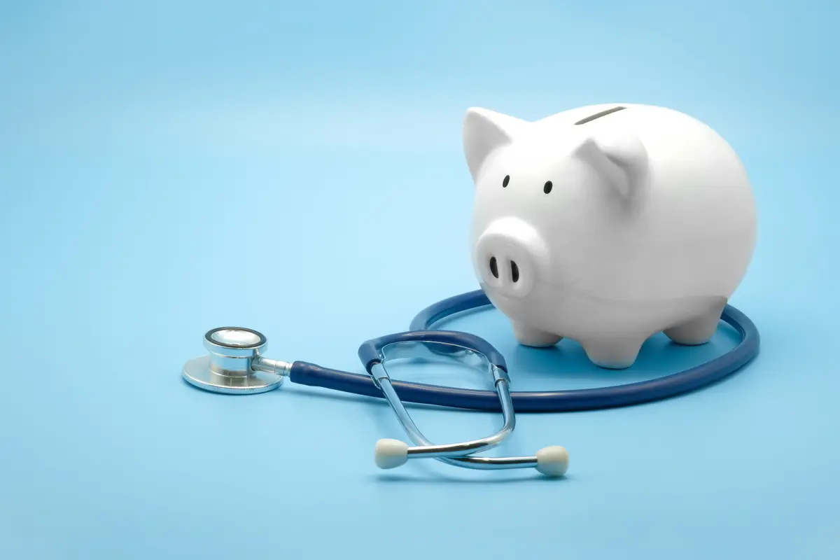 Piggy bank with a stethoscope