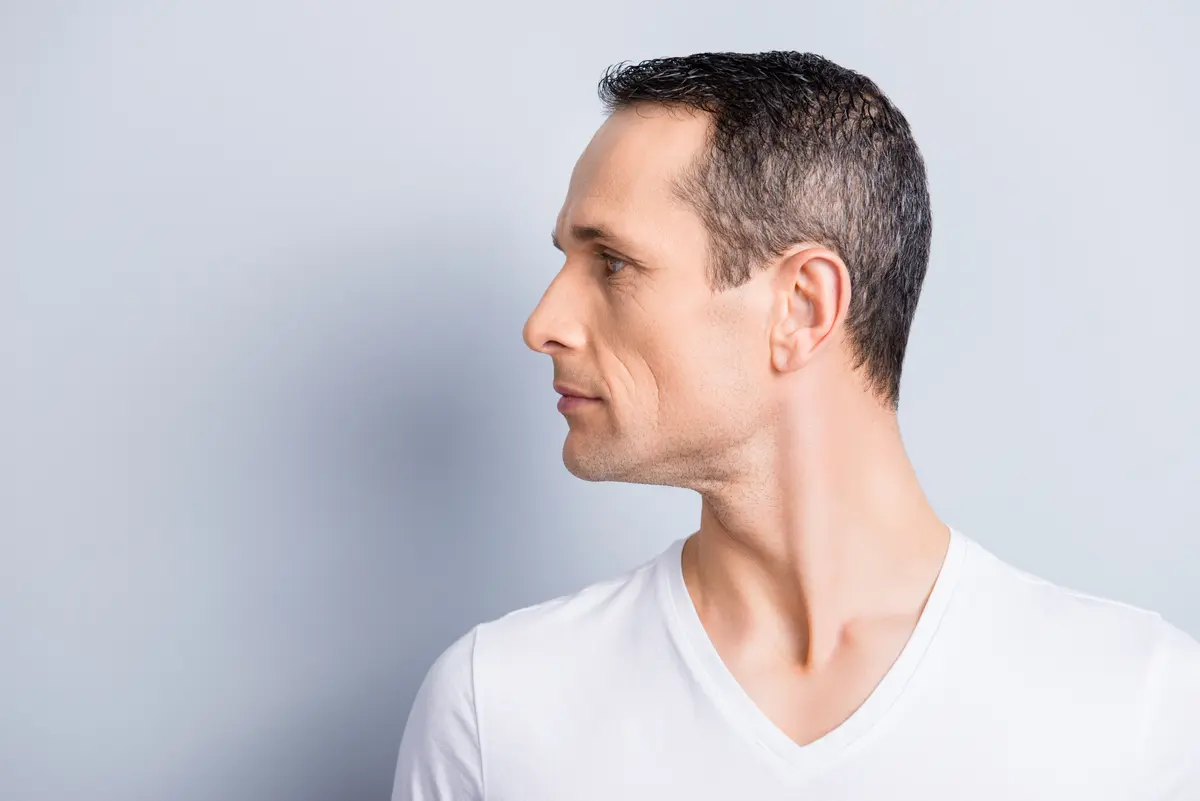 Profile of a man's face and jawline